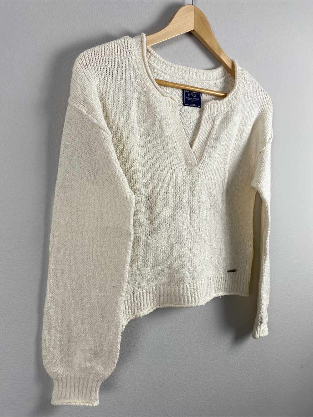 Abercrombie & Fitch Open Collar Roll Hem Long Sleeve Drop Shoulder Sweater - Picture 7 of 16